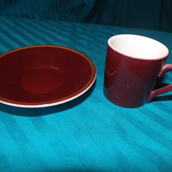 Vintage Mayer China Demitassi, Espresso, tea cup & saucer set 157, 457 maroon - Picture 2 of 5